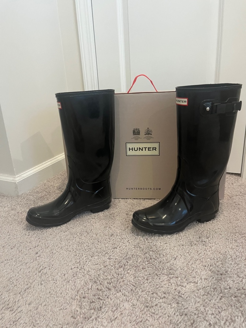 Hunter Boots - Huntress Gloss Black Rubber Rain Boots